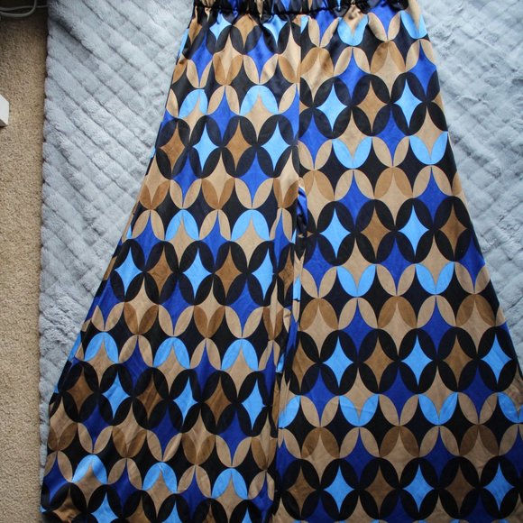 Sense Women's Bohemian Blue/Black/Gold Extra Wide Leg Pants ~L~ - Picture 6 of 6
